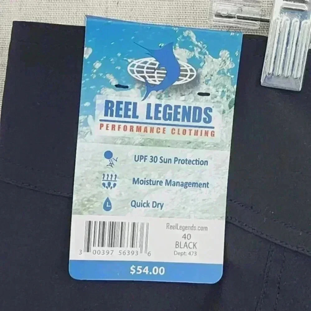 NEW Reel Legends Board Shorts‎ Men's 40x10 Black 3551C
